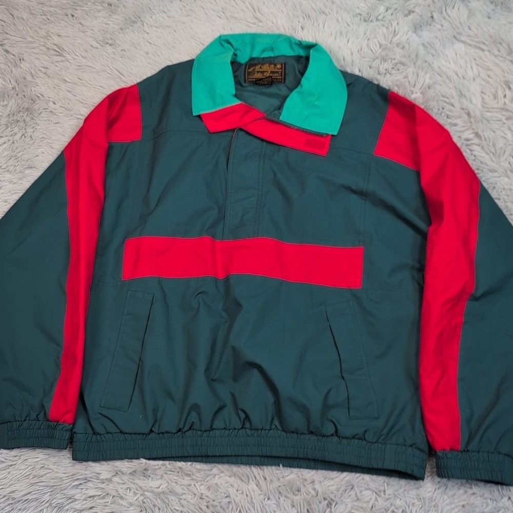 Vintage Eddie Bauer Jacket Mens L Green Windbreaker Outdoors Pockets Gorpcore